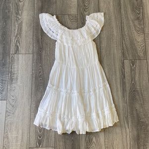 White Ruffle Off the Shoulder Dress